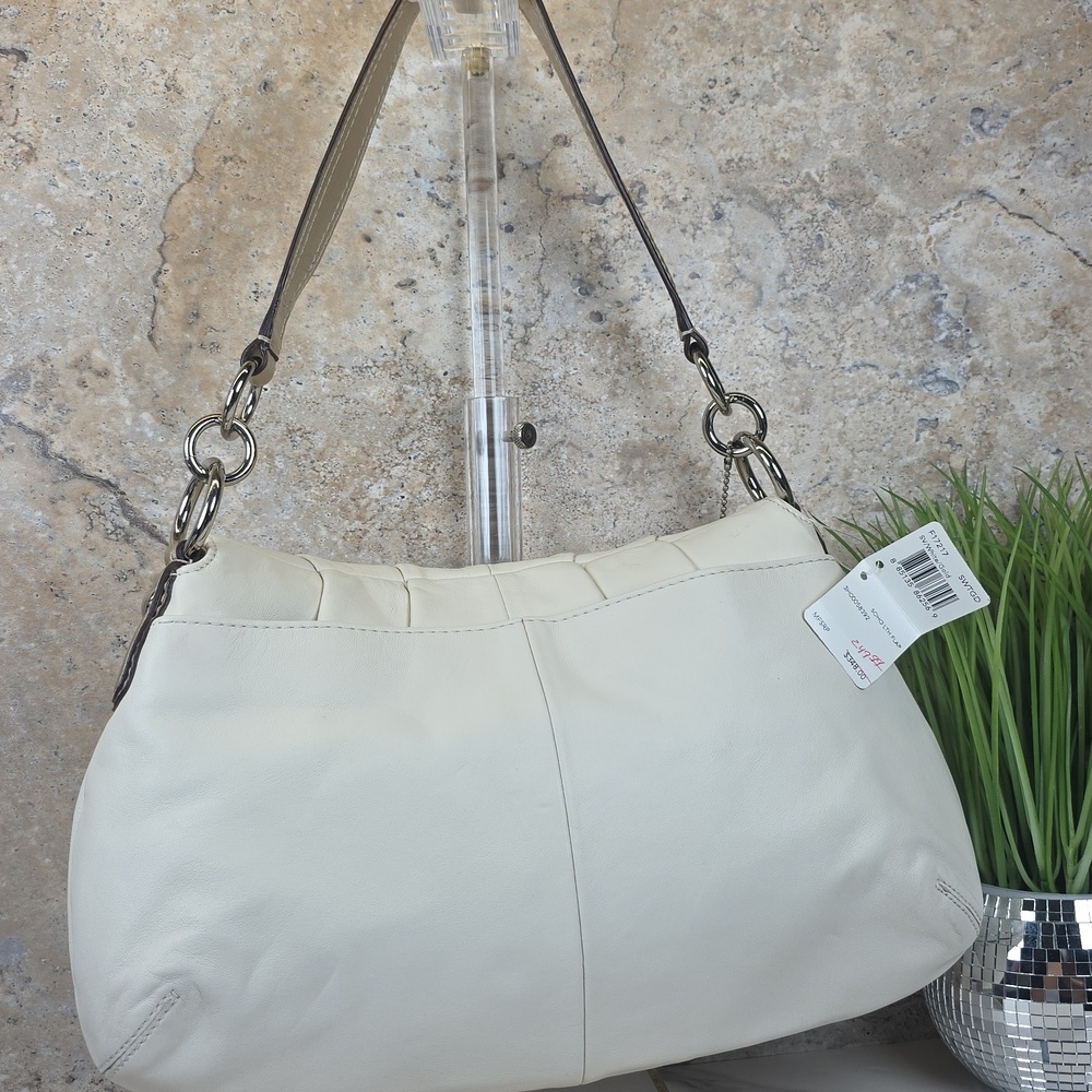 Coach Soho Buckle White Ivory Shoulder Flap Bag with Gold Metallic Accents - Picture 5 of 12